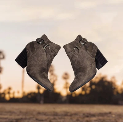 ANDREW GELLER Botines Marrón Cremallera Lateral IMITACIÓN GAMUZA 3" Tacón Para Mujer Talla 6 Foto 1 de 4