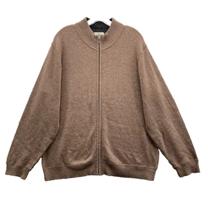 L.L.Bean 100% Cashmere Zip Sweater Men Large Brown Preppy Career Office Academia - Picture 1 of 10