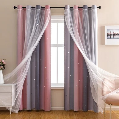 Dream Star Blackout Curtains for Kids Rooms Girl Princess Curtain for Daughte... - Image 1 of 4