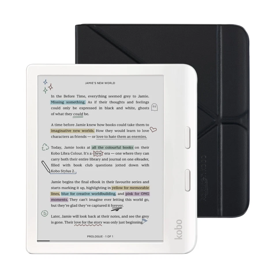 Kobo Libra Colour White eReader with Case Bundle NEW RETAIL - Image 1 of 1