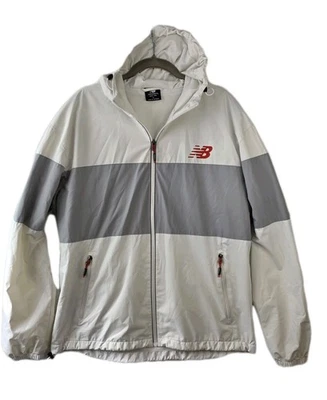 Men's  White New Balance Rain Coat With Pockets And Hood Large - Image 1 of 4