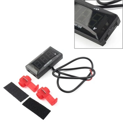 Green 12V Motorcycle Digital LED Display Voltmeter Voltage Gauge Panel Meter - Image 1 of 4