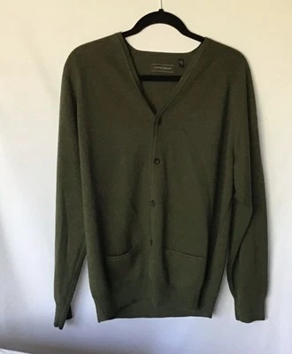 Cárdigan grande de lana merino Joseph Abboud suéter verde abuelo Sr. Rodgers   Foto 1 de 4