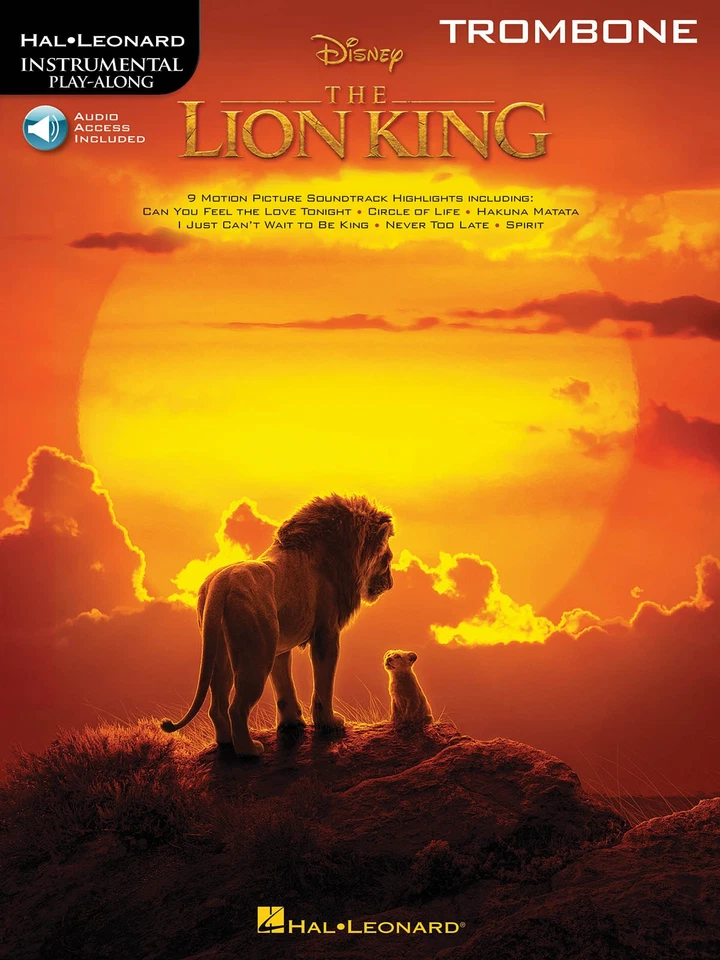 The Lion King Disney Movie Trombone Sheet Music 9 Solos Play-Along Book & Audio - Image 1 of 1