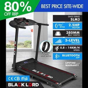BLACK LORD Treadmill Electric Exercise Running Machine Incline Foldable 380mm - Picture 1 of 12
