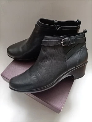 CLARKS Lederstiefeletten Leder Stiefeletten Stiefelette Gr. 39 Schwarz - Bild 1 von 4
