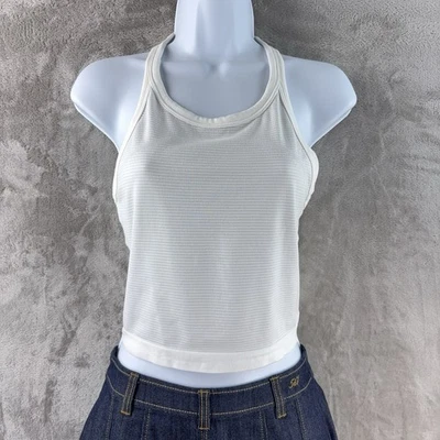 Camiseta sin mangas Lululemon Racerback para mujer talla 8 blanca acanalada atlética Foto 1 de 4