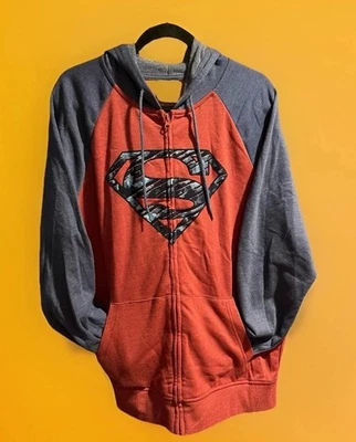 DC Comics Superman Men's Marroon/Blue Zip Hoodie Size L - Image 1 of 3