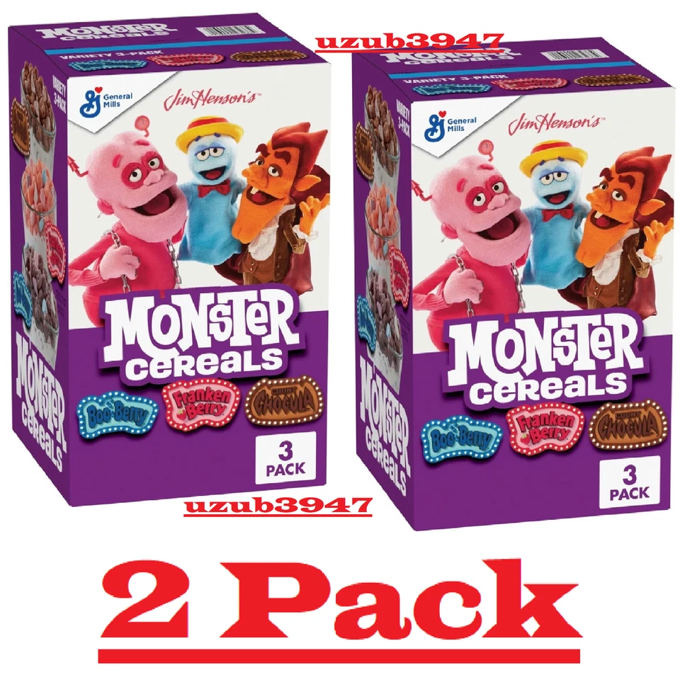 2- PAQUETES Monsters Muppet Variety Pack Cereal, 31,3 OZ, 3 paquetes (6pk en total) Foto 1 de 4