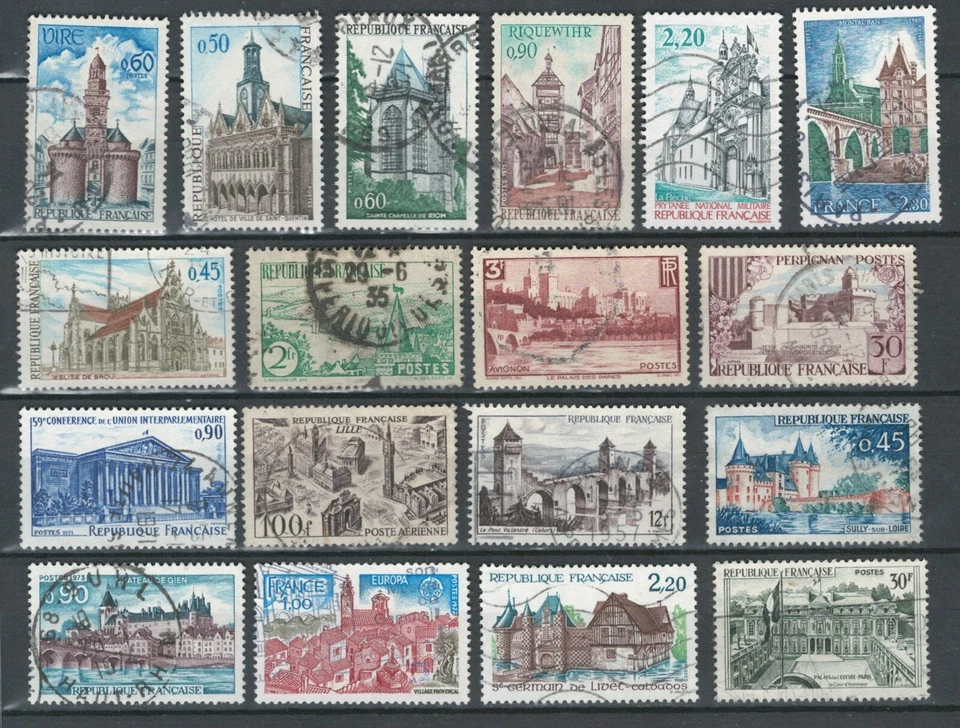 FRANCE EUROPE COLLECTION USED HISTORICAL SITES CASTLES STAMPS LOT (FR 349) - Image 1 of 1