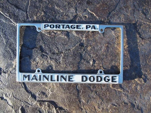 Vintage MAINLINE Dodge Dealer Metal Embossed License Plate Frame Portage Pa - Picture 1 of 16
