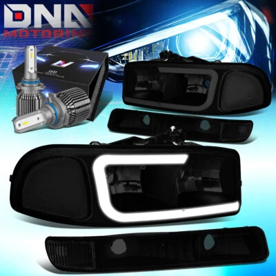 PARA 1999-2007 GMC SIERRA YUKON XL LED FARÓIS COLORIDOS/CLAROS COM KIT LED + VENTILADOR LEGAL - Imagem 1 de 4