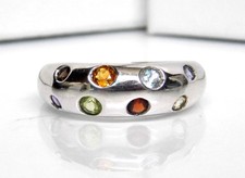 Gemstone Band Ring Sz 7 Retro Kn Sterling Silver Multi