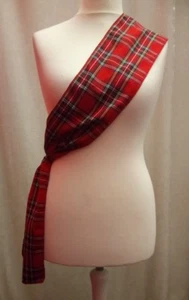 Red Tartan Sash Burns Night Fancy Dress Scottish Royal Stewart Budget Sash 1.8m - Picture 1 of 5