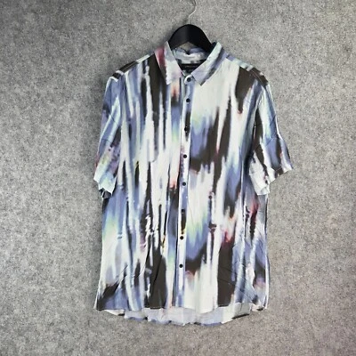 Camisa de algodón para hombre grande azul con botones manga corta cuello 12302 Foto 1 de 4