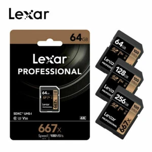 Lexar 667x SDXC Card 64GB 128GB 256GB SD Memory Class 10 U3 V30 100MB/s UHS-I - Picture 1 of 3