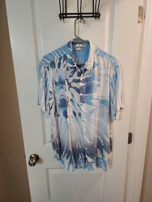 Camisa De Colección Ron Jon Surf Shop Tie Dye Talla L Grande Azul Ropa de Playa Abotonada Foto 1 de 4