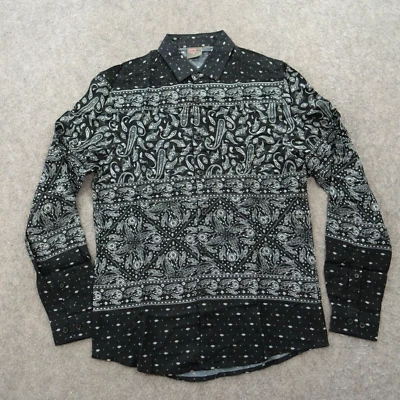 Asos Shirt Mens Small Black Button Up Paisley Long Sleeve Casual 90s 80s - Image 1 of 4