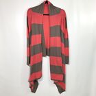 Shu Shu Cardigan Sweater Long Sleeves Red Brown Stripes Size Small Medium NWT