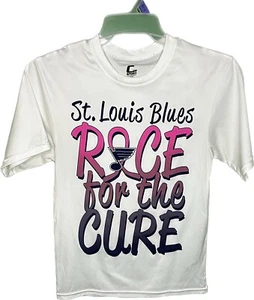 St Louis Blues Race For The Cure Size Small White Short Sleeve Shirt  - Picture 1 of 3