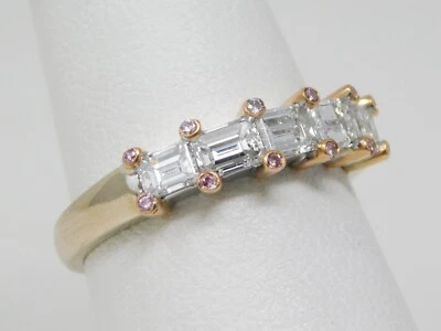 18 kt White & Yellow Gold White & "Pink" Diamond Half Band Ring Size 7 B6223 - Image 1 of 4
