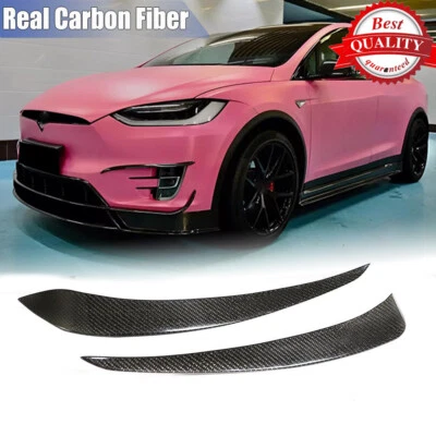 Разветвитель плавников переднего бампера из углеродного волокна для Tesla Model X 16-19 вентиляционные отверстия веки - Изображение 1 из 4