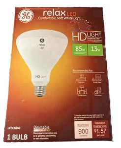GE Relax HD LED Flood Light Bulb Soft White 900 Lumens 13-Watts LED BR40 - Picture 1 of 4