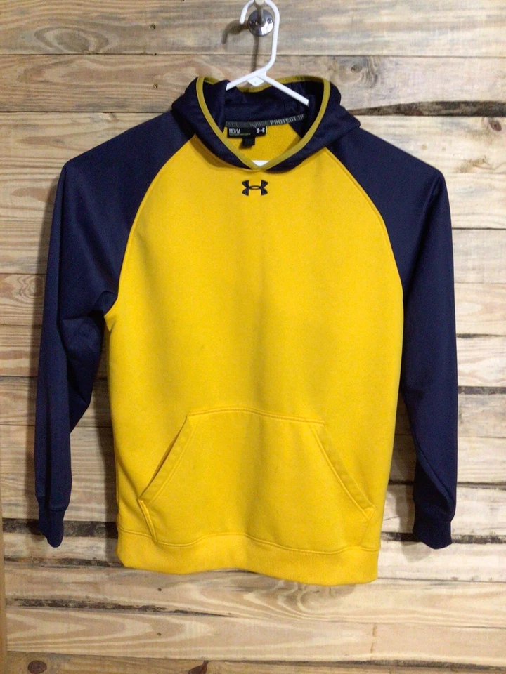 Мужская толстовка с капюшоном Under Armour желтая темно-синяя средний свободный крой пуловер толстовка - Изображение 1 из 4