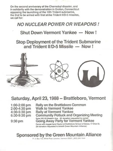 NUKE POSTER/LEAFLET (1988) NO NUCLEAR POWER OR WEAPONS (Vermont Yankee Trident Q - Picture 1 of 2