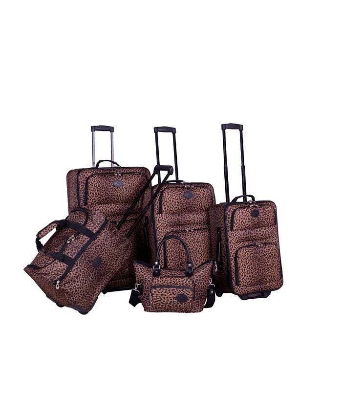 AMERICAN FLYER Animal Print 5 Piece Spinner Luggage Set - Image 1 of 4