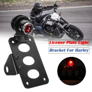 Motorcycle License Plate Bracket Side Mount Tail Light For Harley Chopper Bobber - Picture 1 of 8