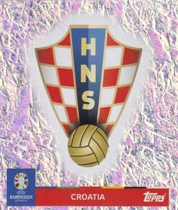 Topps Euro 2024 Adesivo Croazia CRO 1 Logo Della Croazia Glitter - Picture 1 of 2