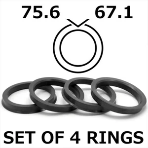 75.6 - 67.1 SPIGOT RINGS SET OF 4 For Alloy Wheel Hub Centric wheel spacer - Picture 1 of 5