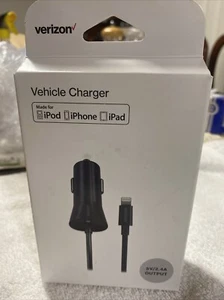 Verizon VPC24LGHT-M Apple iPhone Car Charger Vehicle 9ft Coiled Cable - Picture 1 of 5