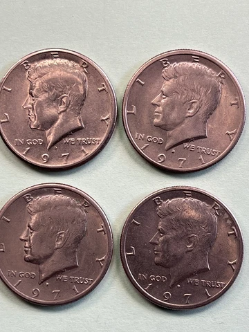 1971-D Kennedy Half Dollar 50 Cent Coin (4 Coins) Cover