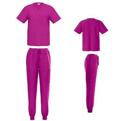Conjunto Exfoliante Unisex ELASTIZADO Jogger Sólido Cuello en V Top Hombres Mujeres Uniforme Médico de Enfermera Foto 1 de 4