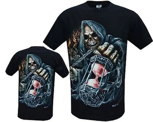 Nueva camiseta para hombre Grim Reaper Brillow in the Dark 4D con tachuelas, estampado frontal y trasero M-XXL - Imagen 1 de 1
