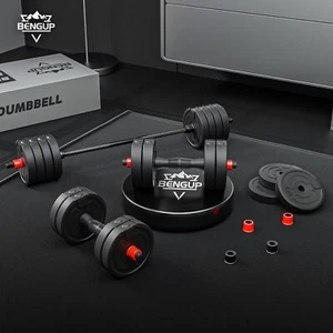 Adjustable 45 lbs Weight Dumbbell Set Home Body Fitness Workout ALL Metal Plates - Picture 1 of 7