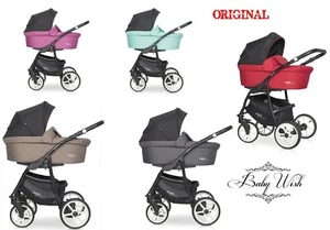 RIKO BASIC SPORT BABY STROLLER  PRAM 3in1 CARRYCOT + PUSHCHAIR + CAR SEAT  - Picture 1 of 58