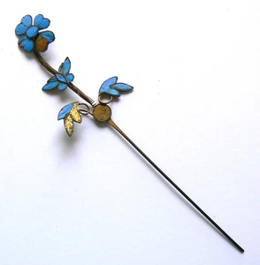 Pin de pelo pluma martín pescador dinastía Qing antiguo DE COLECCIÓN azul Tian-tsui 點翠  - Imagen 1 de 2