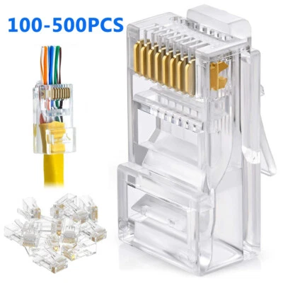 Conector de cable de red enchufe modular de paso 100x RJ45 8P8C CAT6 CAT5 Foto 1 de 4