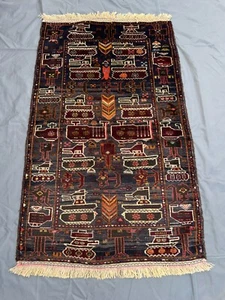 Antique Afghan War Rug 3x4.10 Ft Hand Knotted Wool Tribal Wall Decor Accent Rug - Picture 1 of 11