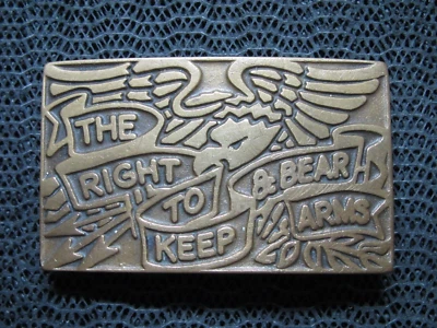 EL DERECHO A PORTAR ARMAS ÁGUILA PATRIOTA BRONCE HEBILLA CINTURÓN! ¡VINTAGE! RARO! Años 80! Foto 1 de 4