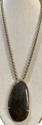 STELLA & DOT Leona Necklace Large Labradorite Natural Stone Pendant Boho  - Image 1 of 4