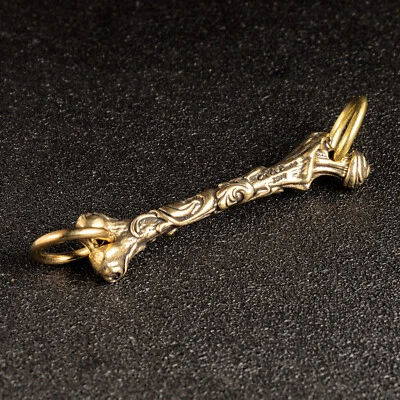 Llavero de hueso de pierna de latón collar colgantes encanto con anillo de salto Foto 1 de 4