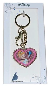 Disney by LARocks Cinderella Pink Heart Brass Bag Charm Key Chain NIB - Picture 1 of 4