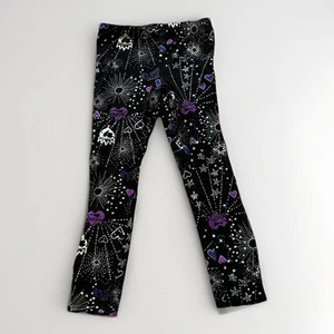 DISNEY D-SIGNED DESCENDANTS BLACK SILVER BL. PURPLE WICKED LEGGINGS SIZE S7/8 - Picture 1 of 6