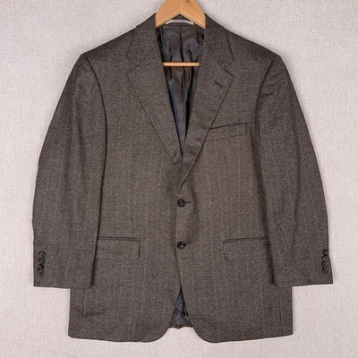Hickey Freeman Wool Silk Cashmere Sport Coat Blazer 40S Brown Herringbone USA - Image 1 of 4