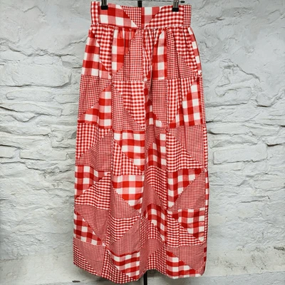 Handmade Patchwork Maxi Skirt Hippie Boho Festival Vintage 60s 70s Red Gingham - Image 1 of 4