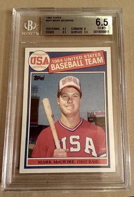1985 Topps #401 Mark McGwire Beckett BGS 6.5 USA Rookie Card 9.5 Centering - Image 1 of 2